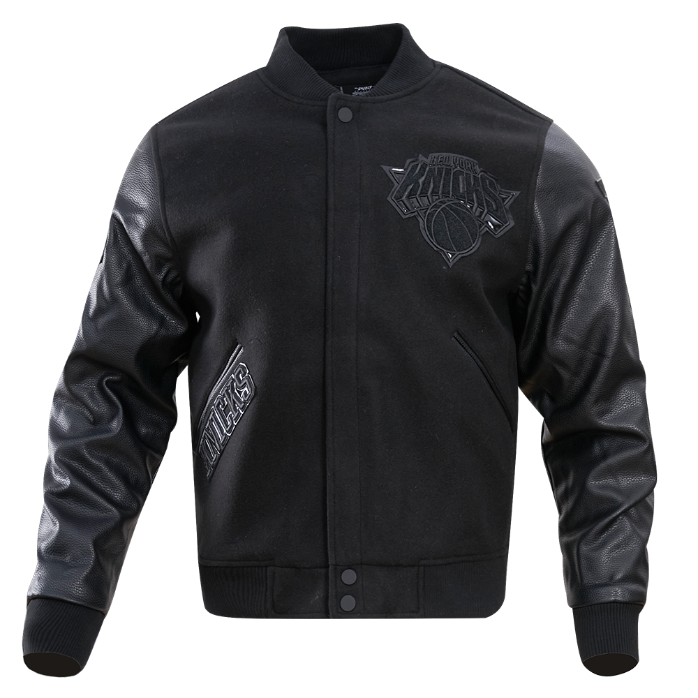 Pro Standard Men's New York Knicks Triple Black Varsity Jacket